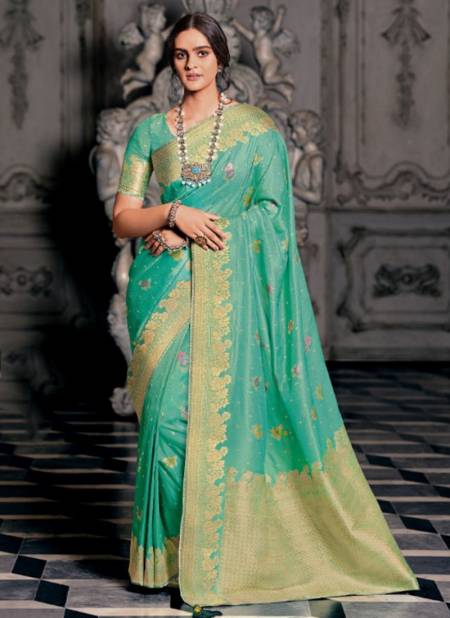 Dark Green Colour Tantra Pankh New Heavy Meena Tissue Festive Wear Saree Collection 2705
